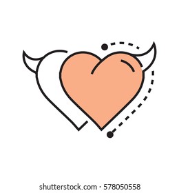Two Line icon Style Heart Devil design