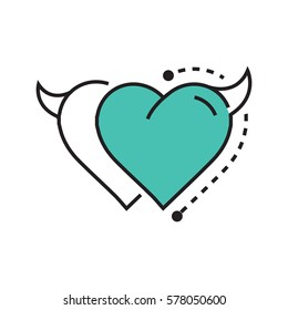 Two Line icon Style Heart Devil blue