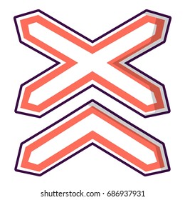 Two line non barrier railways icon. Cartoon illustration of two line non barrier railways vector icon for web design