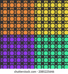 two line Scottish fabric pattern on four color background, seamless background. Scottish style fabric pattern, flat vector illustration.