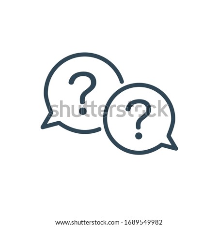 Two linear chat speech message bubbles with question and exclamation marks. FAQ or Forum icon. Communication concept. Stock vector illustration isolated on white background.