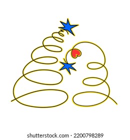 Two linear Christmas trees. Christmas pine tree. Vector formatss