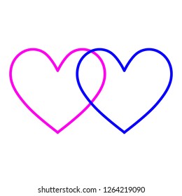 Two linear hearts icon isoleated on white background. Hearts icon vector. Love symbol for decoration. Couple in love.