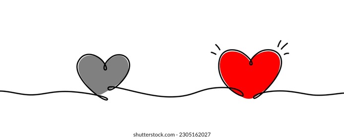 Two lined heart shapes illustration