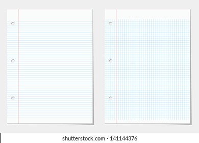 Two lined notebook sheets. Vector eps10 illustration of paper background. Raster file copy included in portfolio