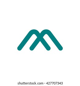 two lines forming mountain or m letter on green color