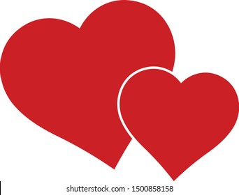 Two linked hearts, love symbol