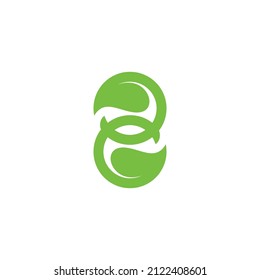 two linked leaf simple geometric logo vector