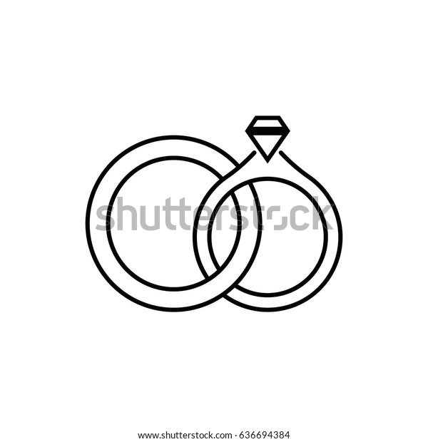 Two Linked Wedding Rings Illustration Flat Stock Vector (Royalty Free