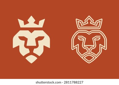 Two lion crests wearing crowns on solid red background