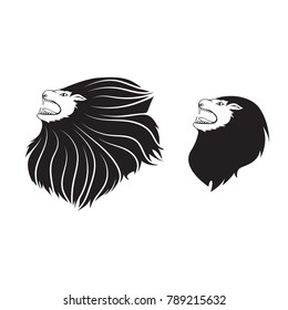Two Lion head logo design template, modern monochrome symbol concept.