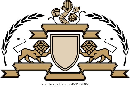 Two lion heraldic attributes belt and ribbon. Toning on a separate layer. The color can be different.