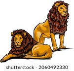 two lion. Vector illustration isolated on the white background