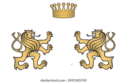 two lions coat of arms with crown
