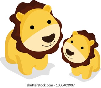 Two lions ,illustration, vector on white background.