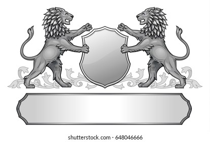 Two Lions Shield and Banner Insignia