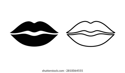 Two lip silhouettes one filled black and one outlined a graphic depiction silhouette