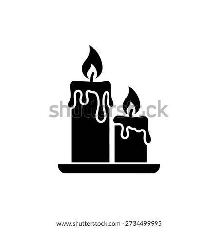 Two Lit Candles Icon with Dripping Wax in Minimal Style