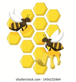two little bees and honeycomb 