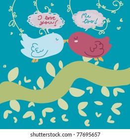 Two little birds in love.