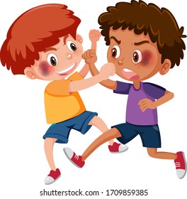 Two Little Boys Fighting On White Stock Vector (Royalty Free ...