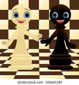 Two little chess pawn, vector illustration