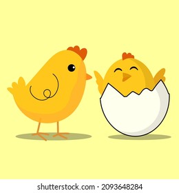 Two little chicken was born icon character vector illustration.