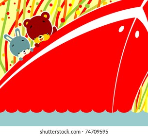 Two little cute animals traveling on passenger ship