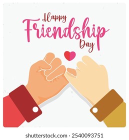 Two little fingers interlocked. Two friends promise to be friends forever. Friendship Day concept. Flat vector illustration.