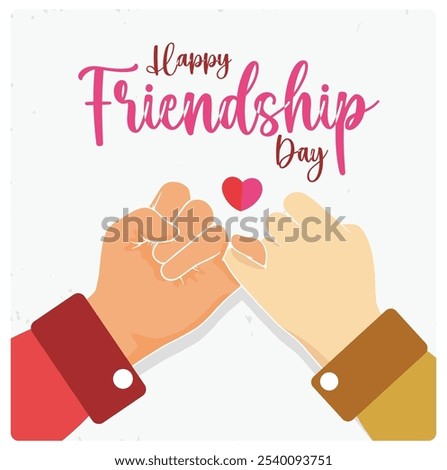 Two little fingers interlocked. Two friends promise to be friends forever. Friendship Day concept. Flat vector illustration.