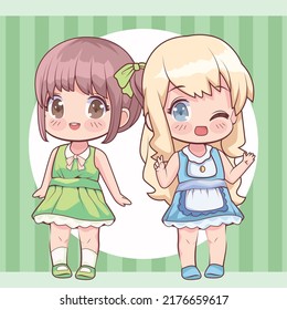 two little girls anime style characters