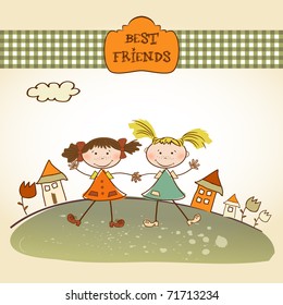 two little girls best friends