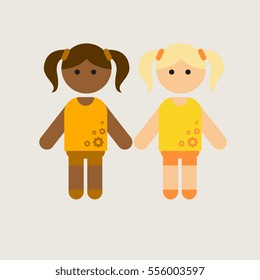 two little girls, cute black girl with friend, girls friendship