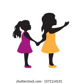 two little girls, vector illustration