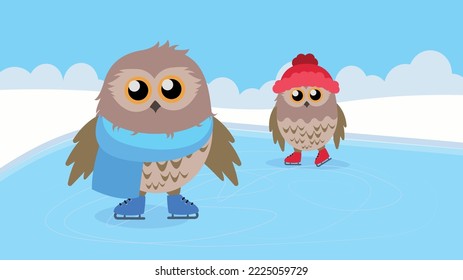 Dos pequeñas lechugas sobre patinaje sobre hielo