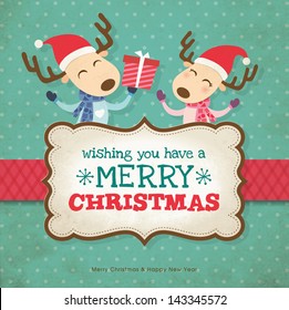 Two little reindeers christmas card