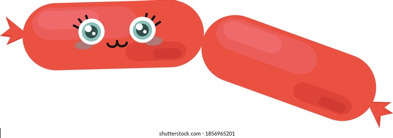 Two little sausages, illustration, vector on white background