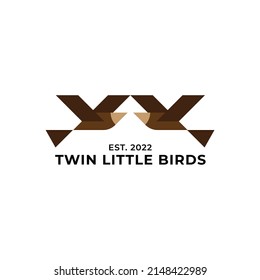 two little twin birds logo vector