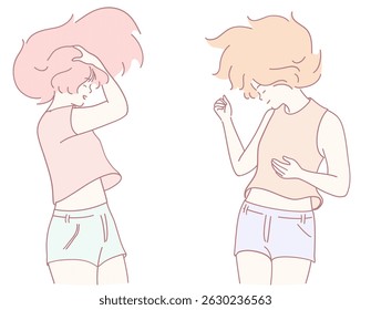 Two lively animated characters joyfully express confidence through their playful poses and soft, pastel colors