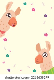 two llamas and flowers poster