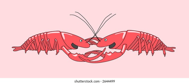 Two lobsters, boiled but happy