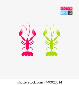 Two lobsters. Red and green. Vector illustration.