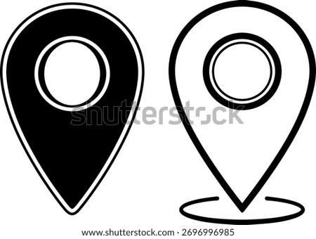 Two location pin icons, one filled in black and one in outline.