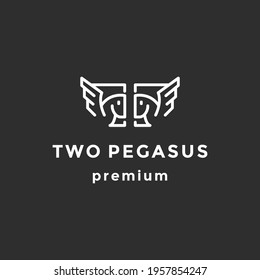 Two Logo Vektor Pegasus logo line design graphic abstract on black background