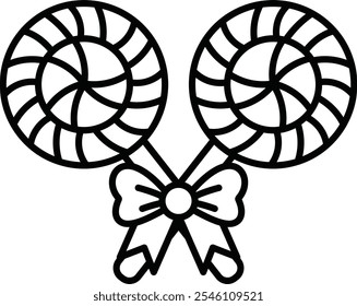 Two lollipops with a bow in between them