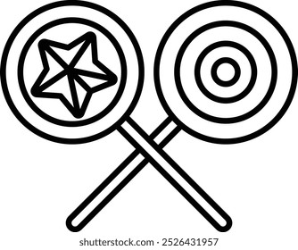 Two lollipops with a star and a circle on them