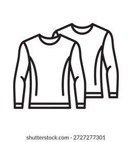 Two long sleeve crew neck sweatshirts in simple line drawing style