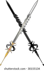 Two long sword. Black and colored