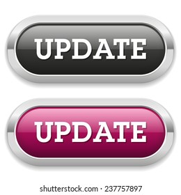 Two long update button with metallic border on white background