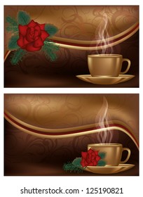 Two love  banners with coffee, vector illustration